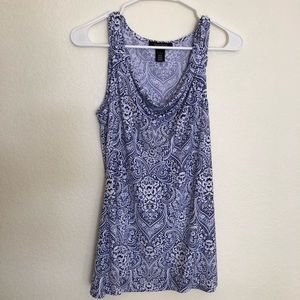 White House Black Market blue patterned top